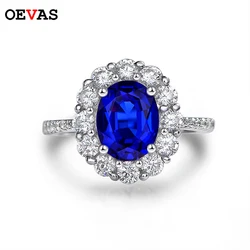 OEVAS 100% 925 Sterling Silver Sparkling 7*9mm Sapphire High Carbon Diamond Bridal Rings Engagement Party Fine Jewelry Wholesale