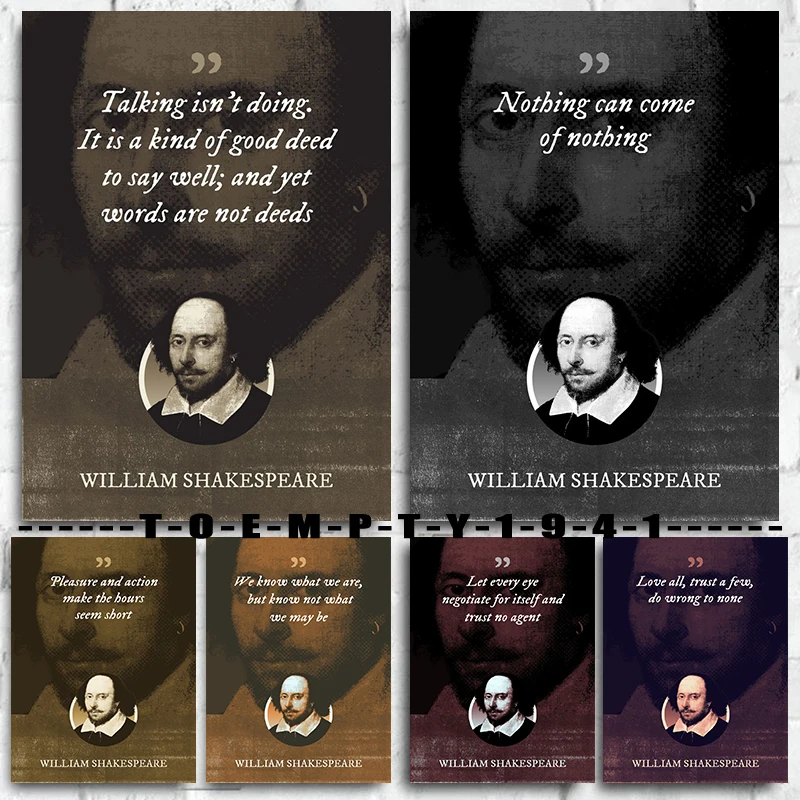 Shakespeare Quotes Poster Canvas Prints William Shakespeare Dramatist Quotes Wall Art Decor Education Poster for Home Classroom