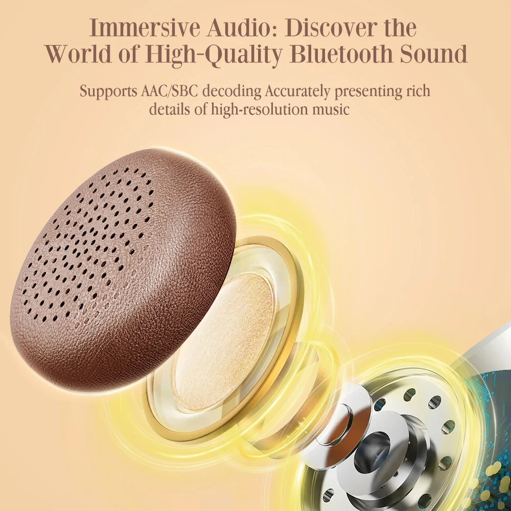 سماعات رأس معدنية لاسلكية ريترو 80 ساعة وقت اللعب بلوتوث 5.4 سماعة أزياء كلاسيكية HiFi صوت على الأذن سماعة هدية عيد الحب