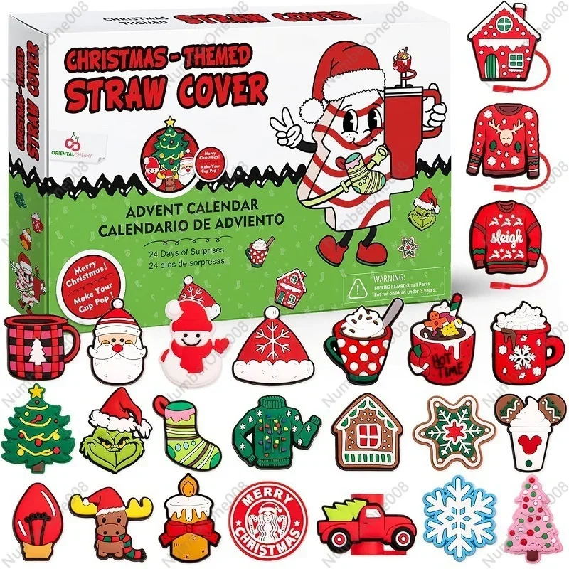 New Product 2024 Advent Holiday Calendar Christmas Straw Cap 24 Days Surprise Gift