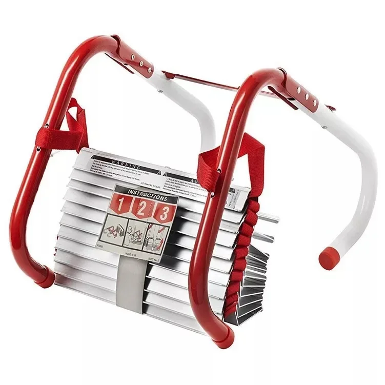 for Fire escape ladder 2 floors with non-slip steps portable emergency escape ladder rack