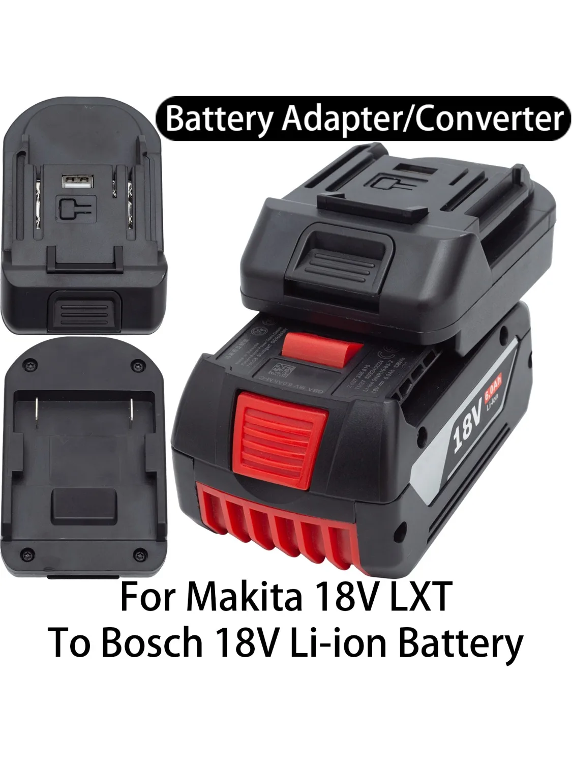 Adapter konwerter baterii do narzędzi Makita 18V LXT Li-ion na akumulator Bosch 18V Li-ion, akcesorium do elektronarzędzi. — 2