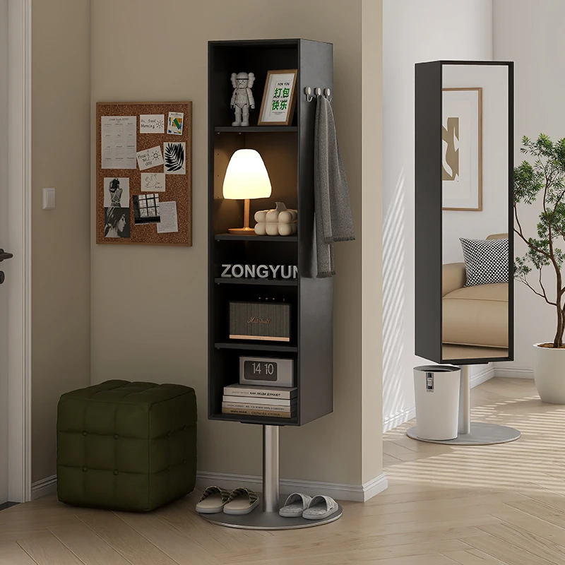 Bedside cabinet rotating multi-function rotating rotating mirror cabinet Zongyun simple mirror cabinet whole body at will