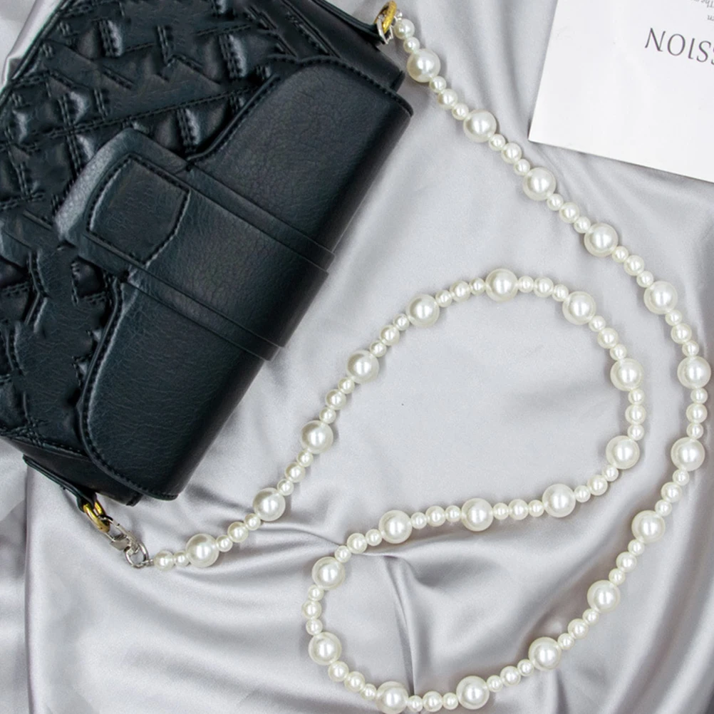 

Pearl Bag Chain 120cm Oblique Cross-body Strap Vintage Extender Faux Beaded Handbag DIY Shoulder Chains Replacement