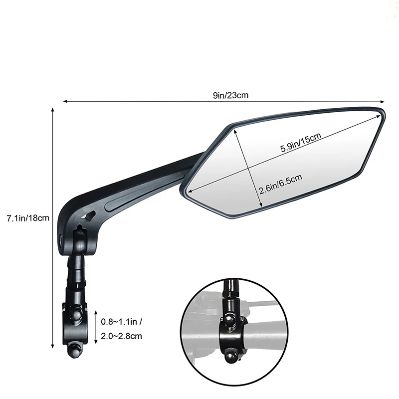 Mountain Bike Rearview Mirror Electric Bike Flat Mirror 360 Degree Adjustable Reflector Reversing Mirror Cycling Accessories