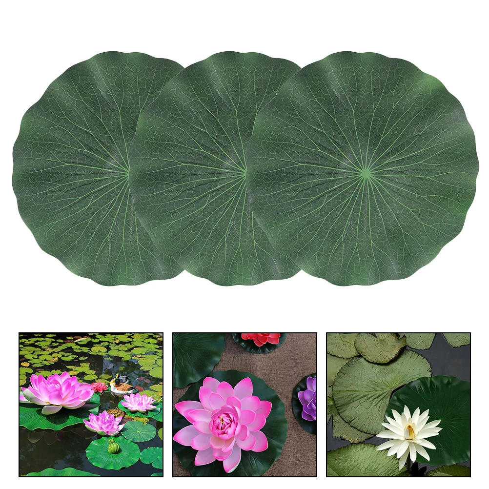 3 Pcs Pool Fish Tank Fake Lotus Leaf Ornament Artificial Leaves Plant Simulated Garden Floating Pond Water Decor