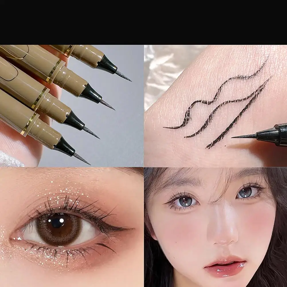 4 warna Eyeliner hitam rias cepat kering tahan air Liner pena rias wanita pensil mata coklat cairan berbaring ulat sutra E4C5