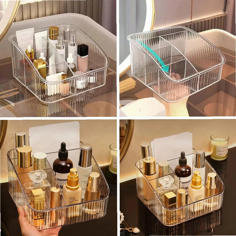 

Desktop Transparent Acrylic 5-Grid Storage Box, Trapezoidal Makeup Organizer for Cosmetics, Lipstick & Household Items