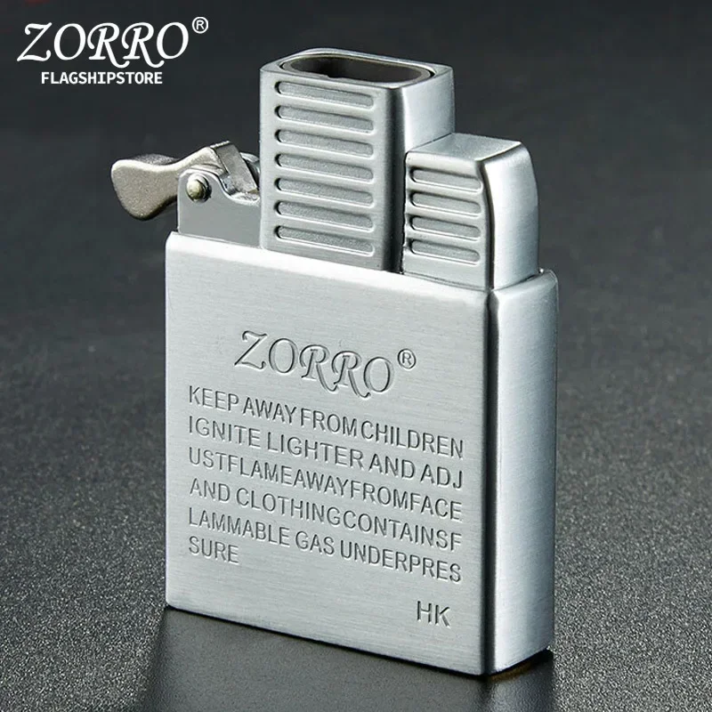 New ZORRO Dual Fire Torch Insert Lighter Gas Jet Windproof Flint Gasoline Oil Lighter Inflatable Butane Kerosene Liner DIY Tool