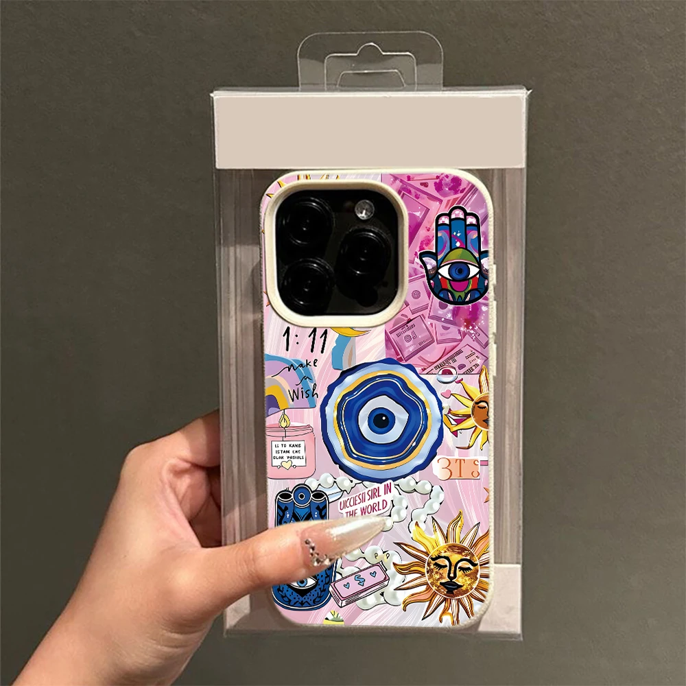 Mystical Sun Moon Hamsa Collage Unique Phone Case Cool Girl For iPhone 17 16 15 18 14 13 12 11 Pro Max Plus Air Soft TPU Case