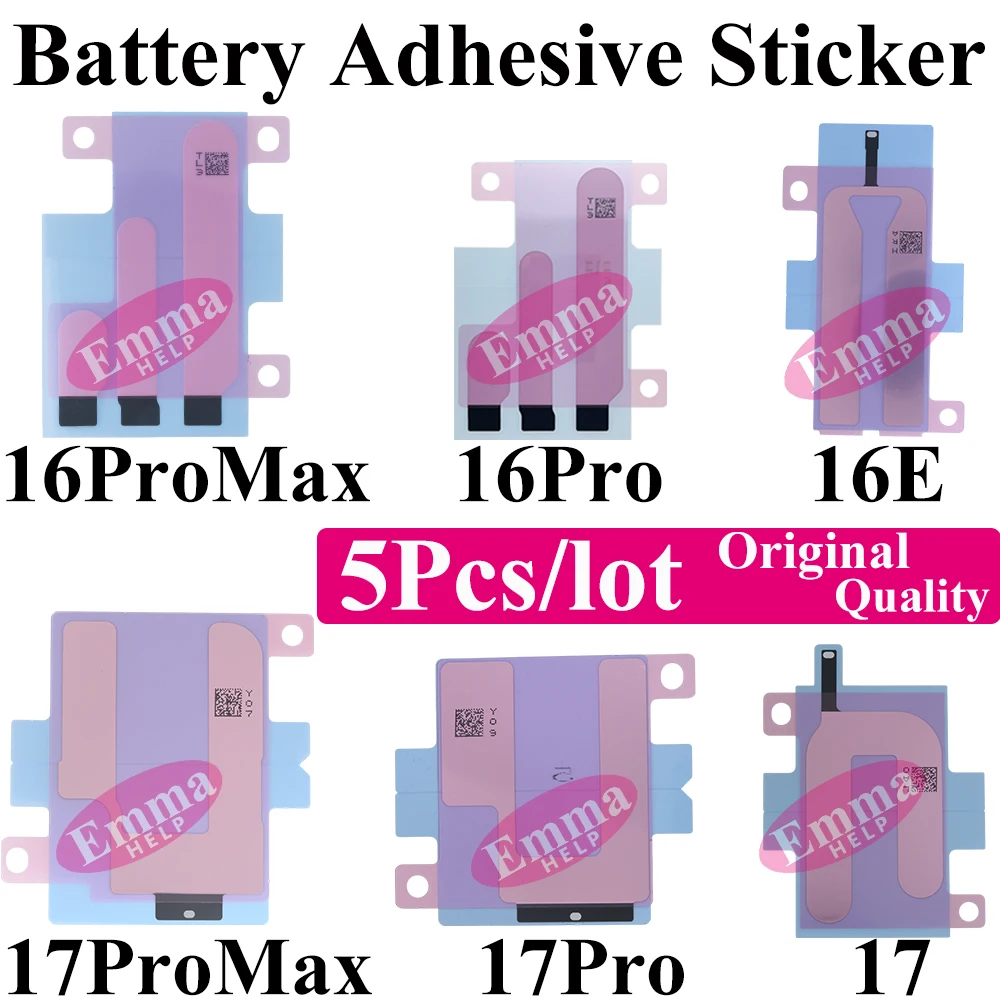 5Pcs Battery Adhesive Sticker for iPhone 12 13 14 15 16 17 Plus Pro Max Double Tape Pull Trip Glue Repair Parts Original Quality