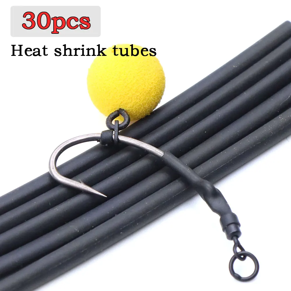 30 Uds. Accesorios de pesca de carpa tubo termorretráctil Ronnie Hair Rig Kickers para anzuelo de pesca alineador manga Terminal aparejos