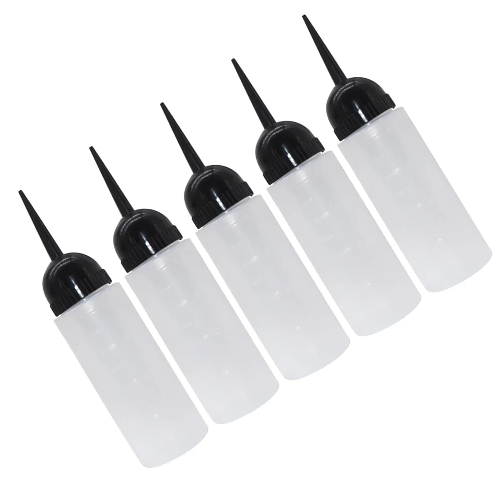 

5pcs 120Ml Hair Dye Bottles Refillable Oblique Nozzle Shampoo Bottle Hair Coloring Container Salon Anti-Slip Leak-Proof Durable