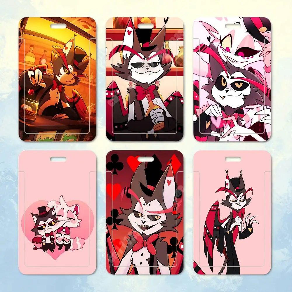 Husk H-Hazbin H-Hellaverse Bartender Cat Plastic Card Holder Worker ID Card Clear Transparent Employee Visitor Pass