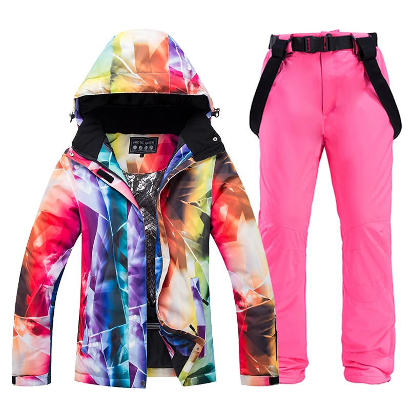 -30, Dames Sneeuwkleding Pak Sets, Snowboardkleding, Waterdicht, Winterkostuum, Ski-Jas En Bandbroek, Riem Slabbetjes Voor Vrouwen