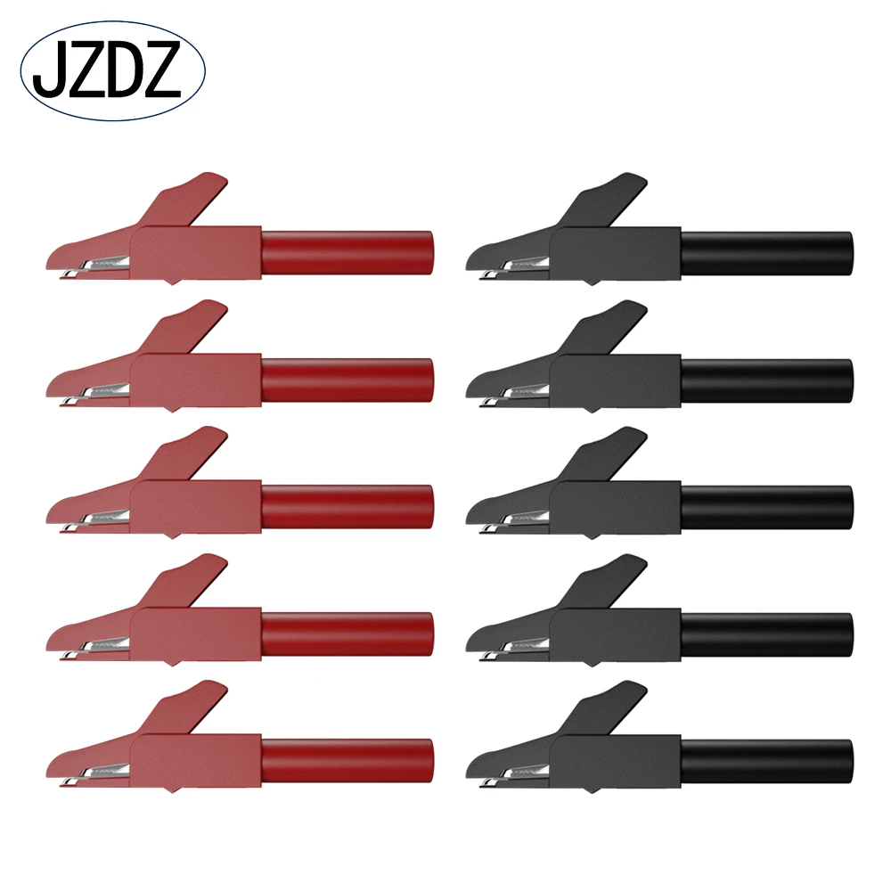 JZDZ 10PCS 4MM Insulation Alligator Clips Metal Crocodile Clamp for Wires Banana Connector  DIY Electrical Tools J.60029