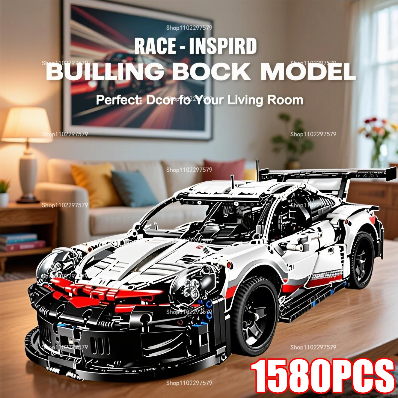 Technique 1580 pièces + Voiture de course 42096 Série mécanique Blocs de construction Voiture de sport MOC Modèle réduit de voiture Collection Décoration Jouet