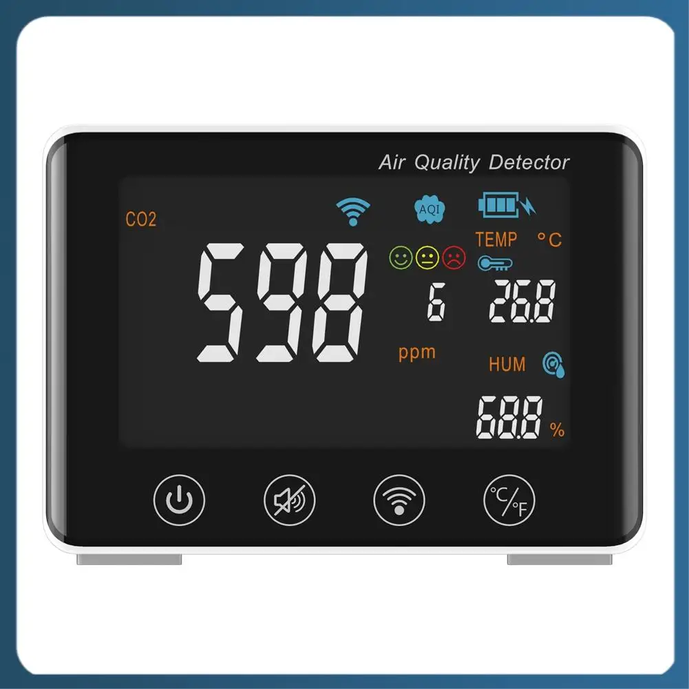 

Y22A-Wifi 4-в-1 детектор воздуха CO2 температура и влажность AQI для домашнего офиса палатка для выращивания винный погреб гараж