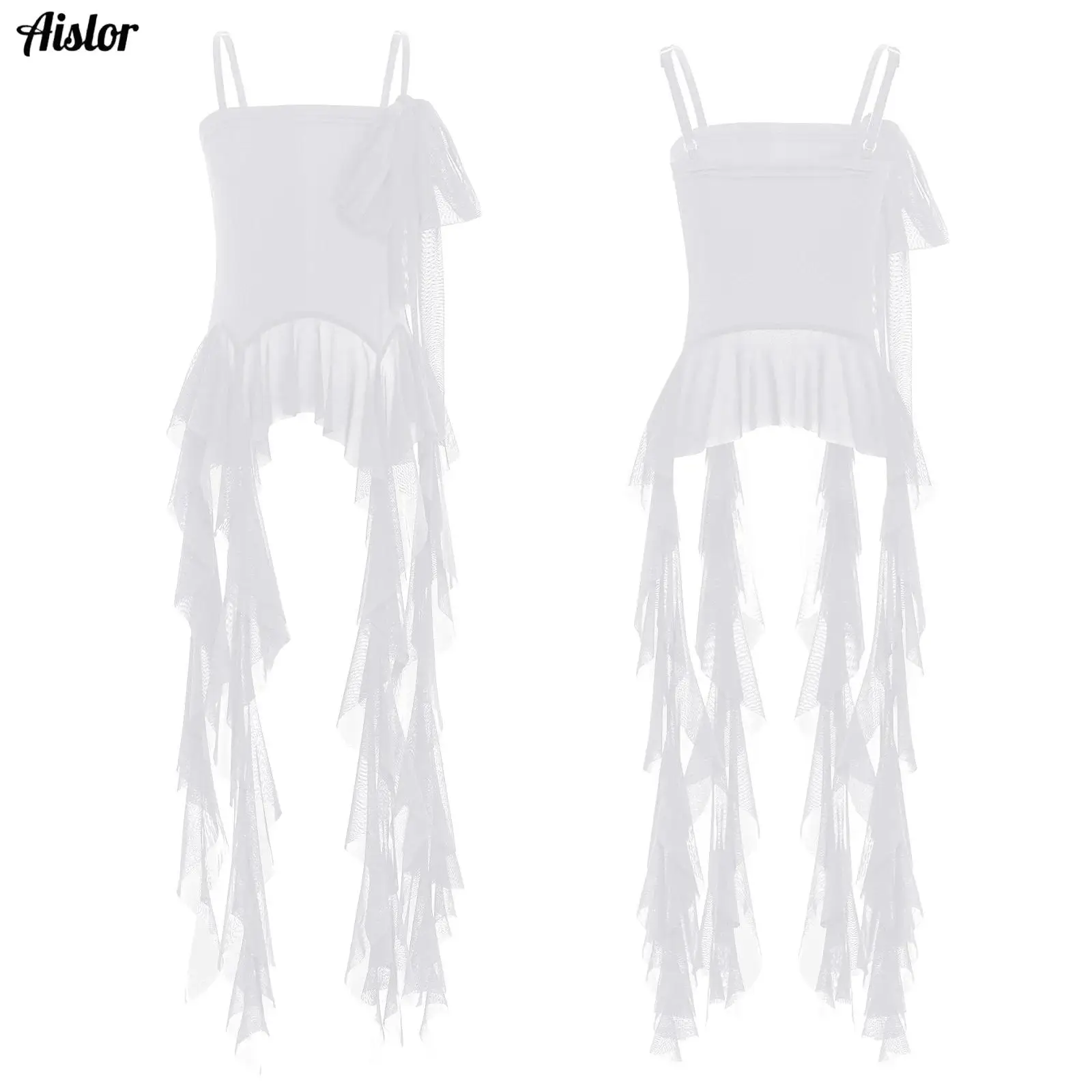 

Kids Girls Irregular Ruffled Drapes Camisole Summer Sleeveless Adjustable Spaghetti Strap Vest Top for Birthday Party Clothes