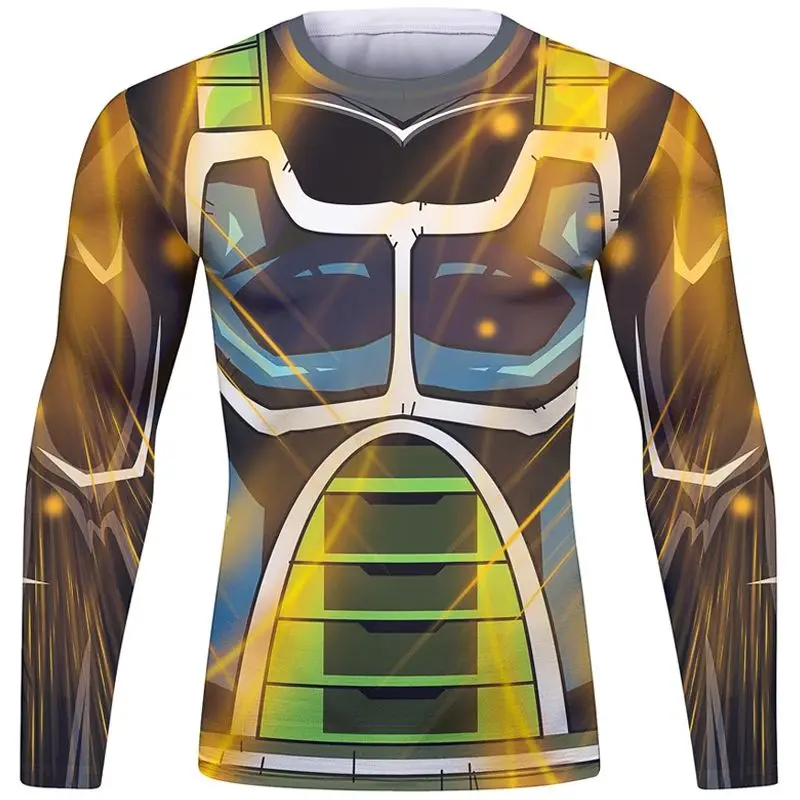 Dragon Ball Anime 3D-Druck Herren Langarm-Shirts mit Mehreren Charakteren & Rüstungs-/Superkraft-Element-Design für Fans