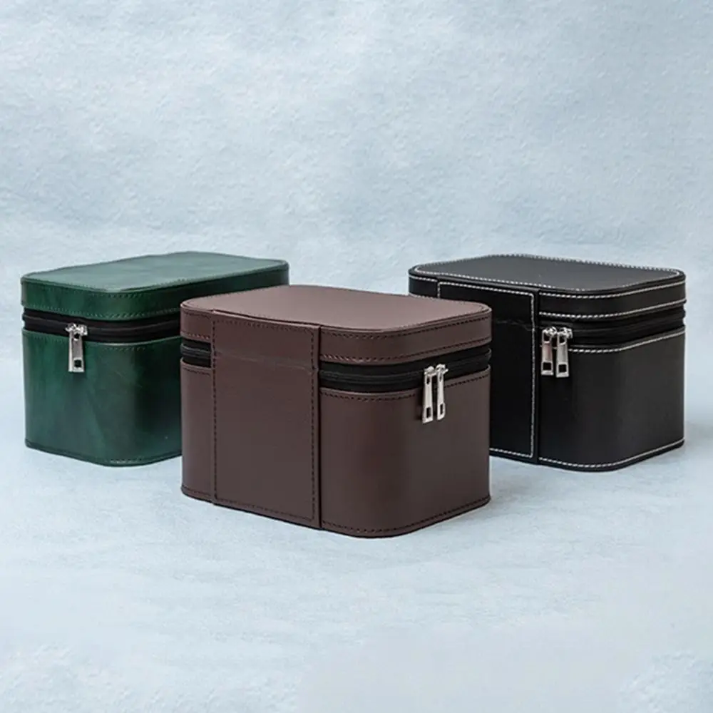 Vintage Watch Display Box PU Leather Compact Bracelet Storage Boxes with Handle Durable Wristwatch Holder Jewelry Accessories