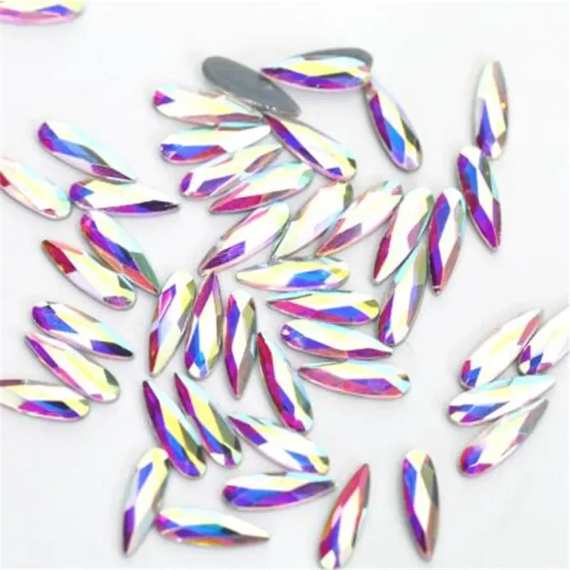 New  High-quality 2x6mm, 3x10mm, 4x14mm Crystal AB Raindrop Heat Fixed Glass Rhinestone DIY Clothing Decoration Accessories