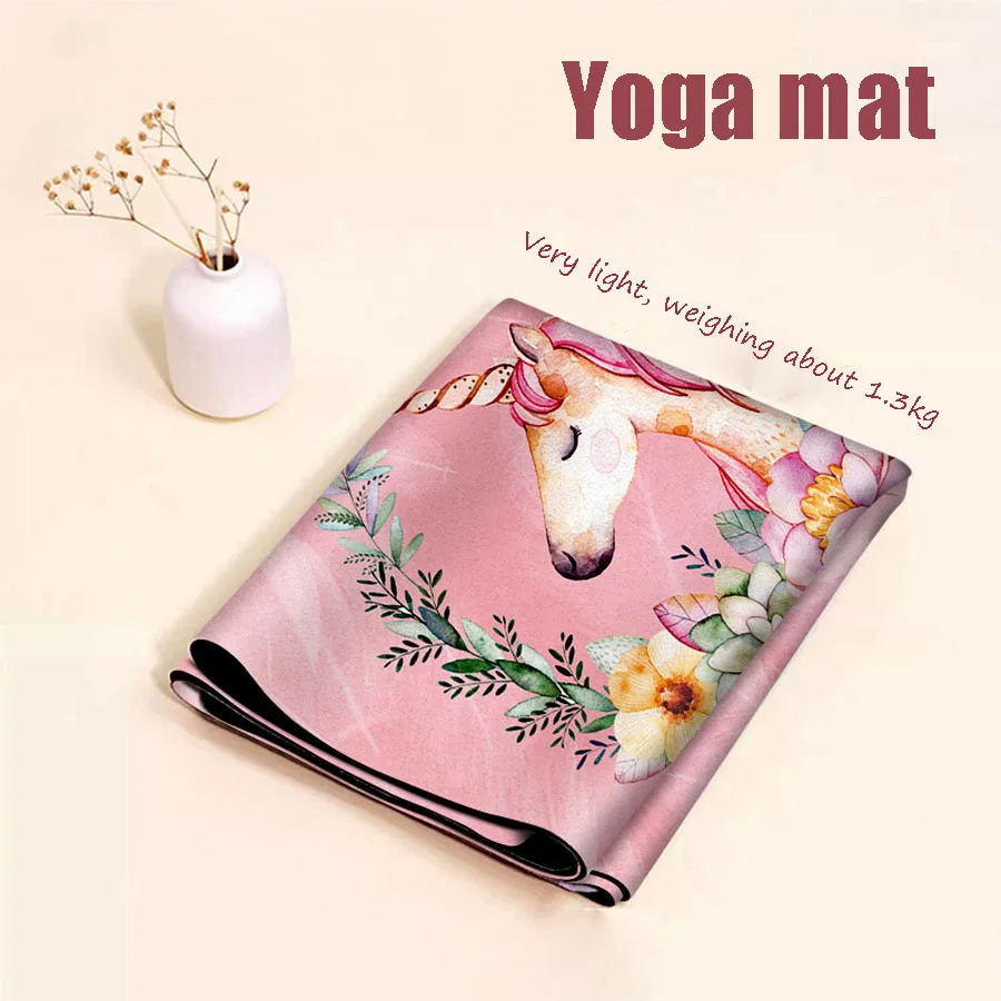 Yoga Mat, Ultra-thin Suede, Portable Natural Rubber Cloth, Foldable, Household Non Slip Floor Blanket for Women, Yoga Bedding