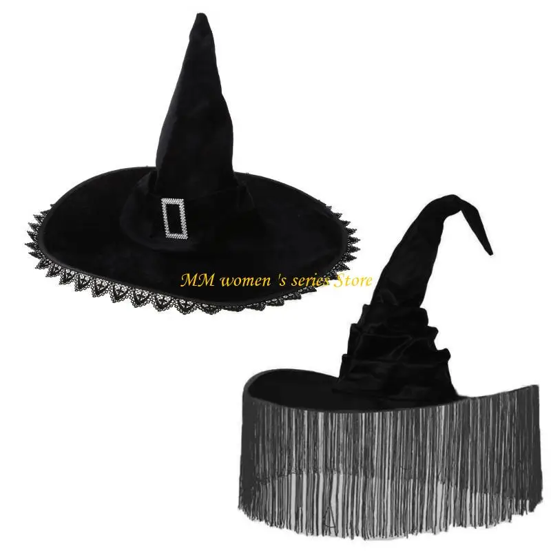 Q39C Women Witchcap Wizard Hat Cos-play Party Headwear Halloween Clothing Accessories