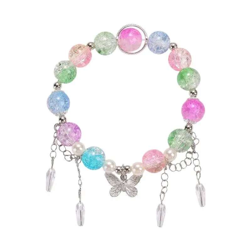 Womens Korean Handmade Beaded Butterfly Bracelet Colorful Tassel Adjustable Trendy  for Weekend and Party