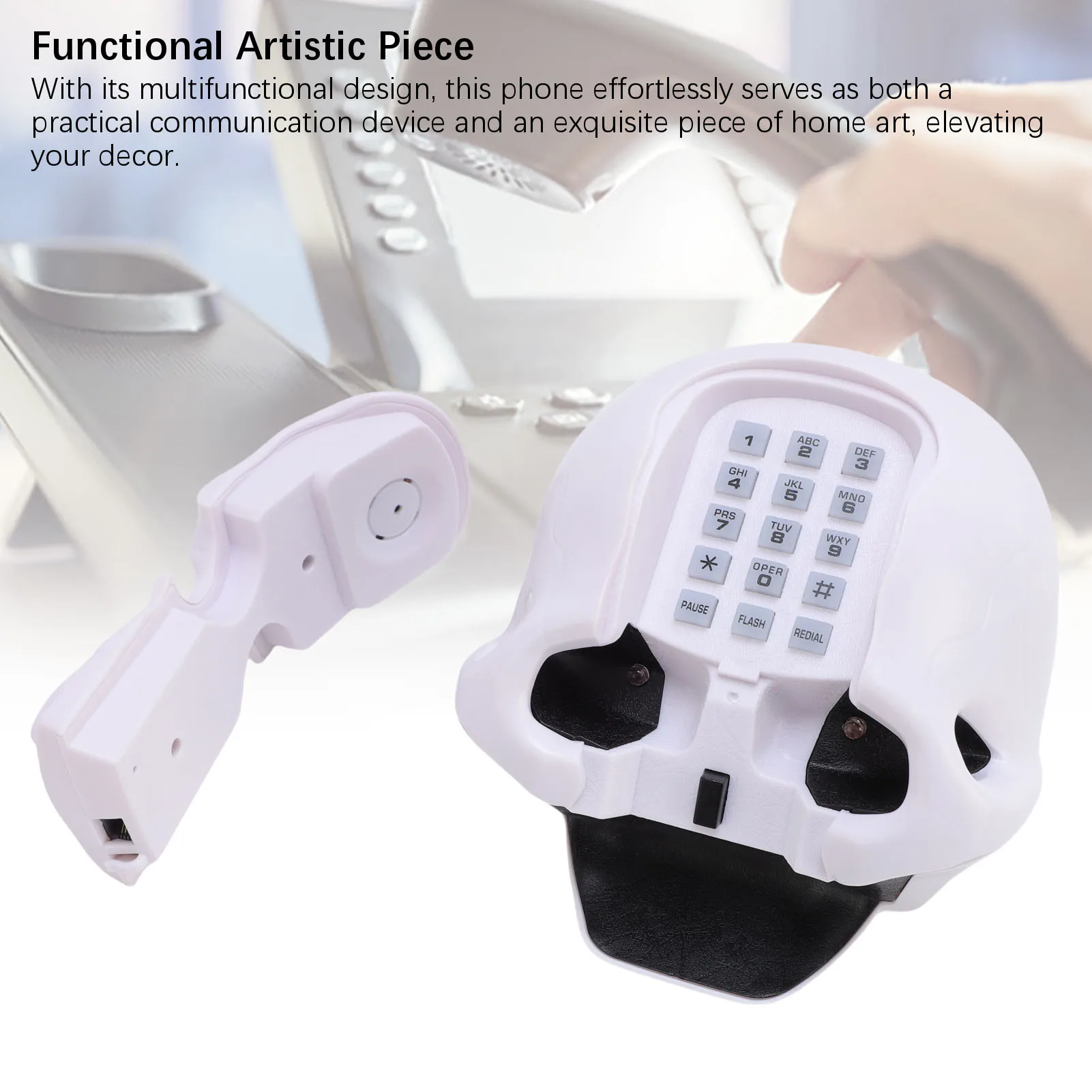 Corded Phone Skull Landline Telephone Clear Sound Multifunctional Stylish Corded Desk Phone Home Decor Skull Landline Telephone