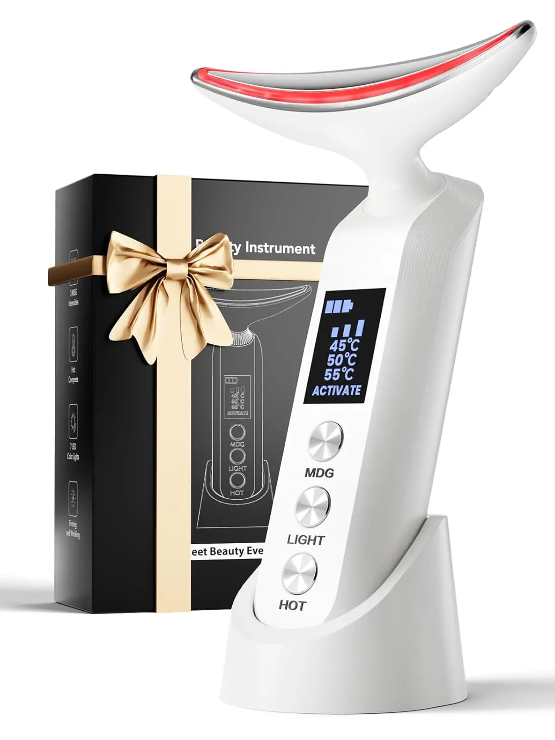 

Портативный массажер для лица с красным светом, подогревом, вибрацией и 30-дневным сроком службы батареи для домашнего спа