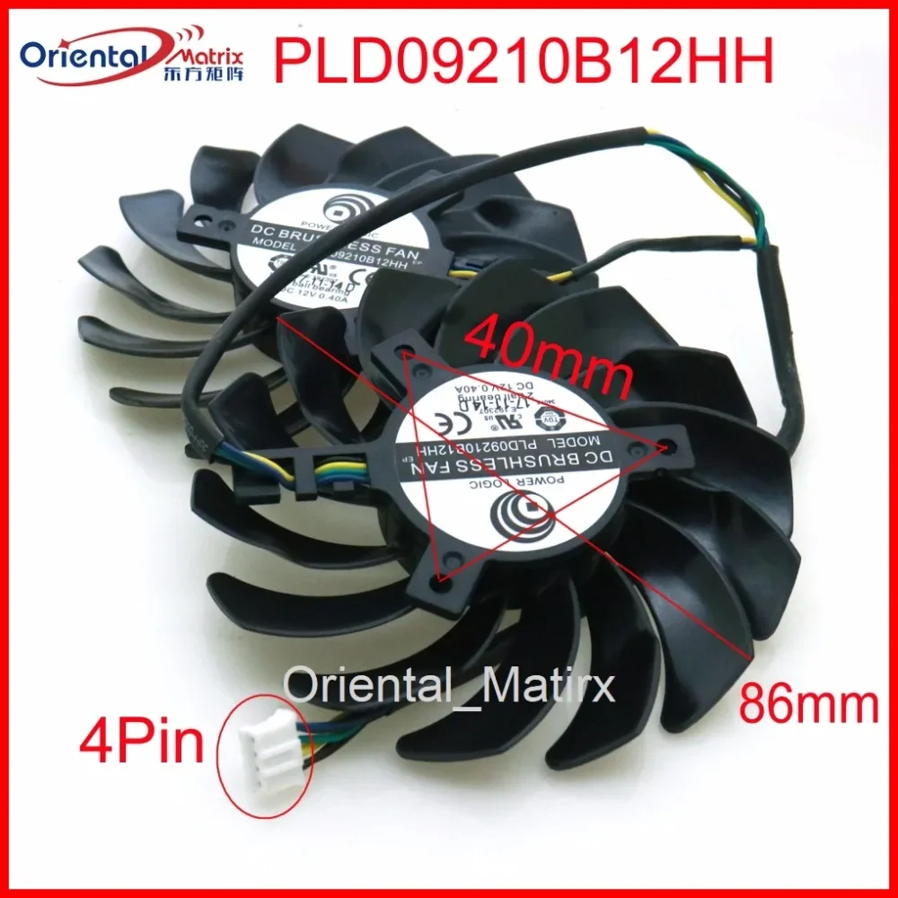 

2pcs/Lot PLD09210B12HH 86mm DC12V 0.40A 4Pin VGA Fan For MSI RX 580 570 480 RX470 ARMOR OC Graphics Card Cooler Cooling Fan