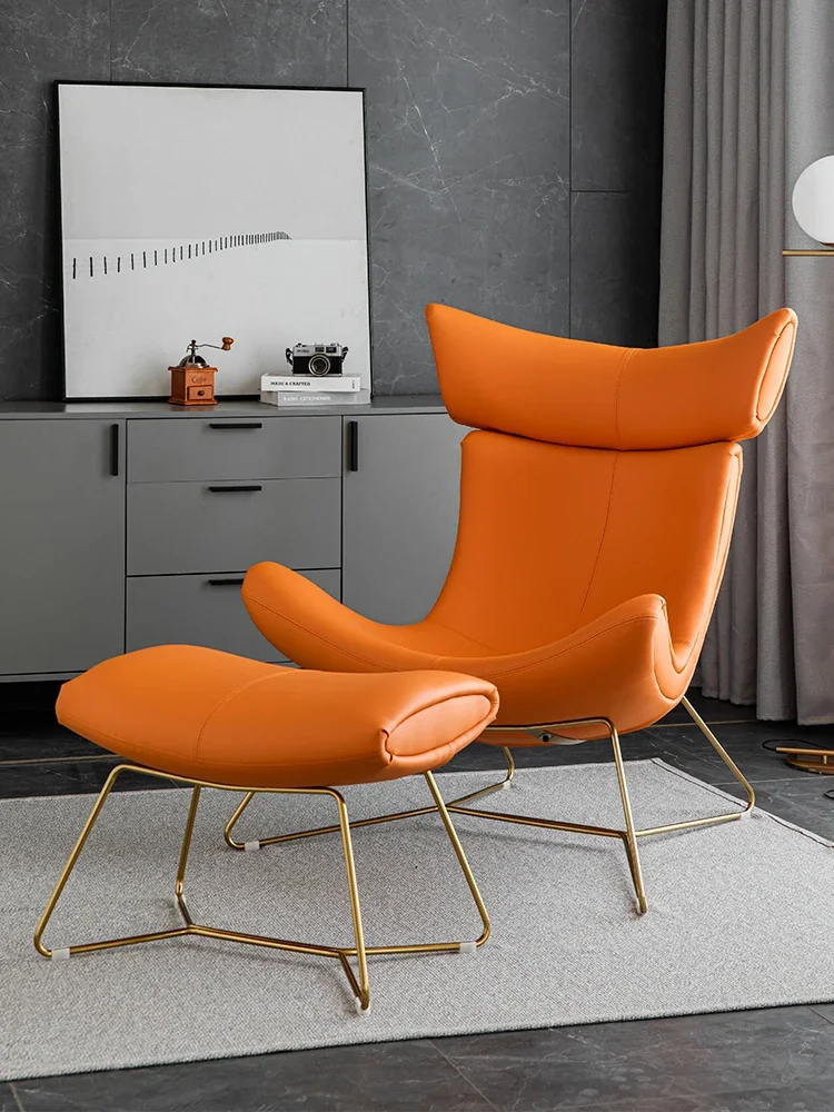 Single person sofa chair designer home leisure living room luxury high back orange lounge chair lazy rocking chair snail chair.