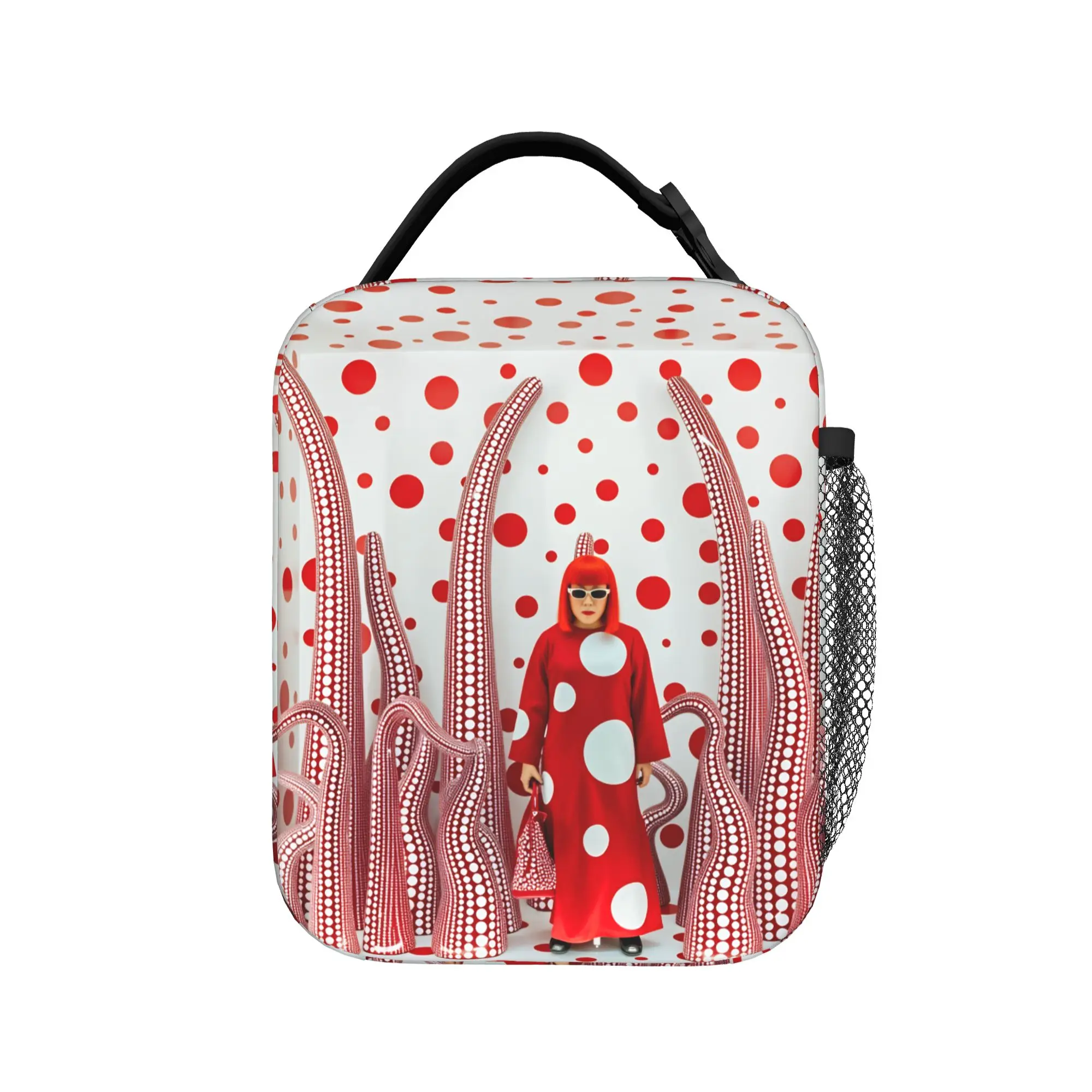 Yayoi Kusama Abstract Face Lunch Bag Fashion Office Lunch Box Custom Portable Insulated Thermal Tote Handbags