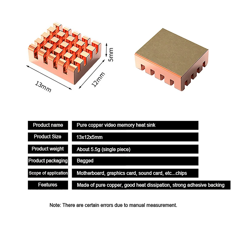 1/8 buah untuk Motherboard kartu grafis kartu suara Chip kecil Heatsink grafis memori penyerap panas tembaga murni