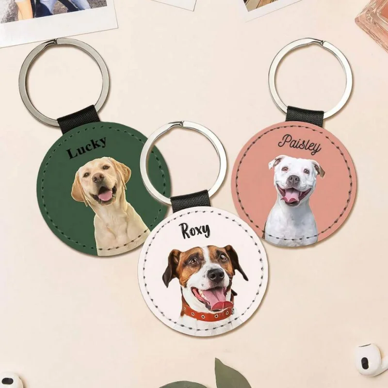 Customized Leather Keychain with Photo, Personalized Gift