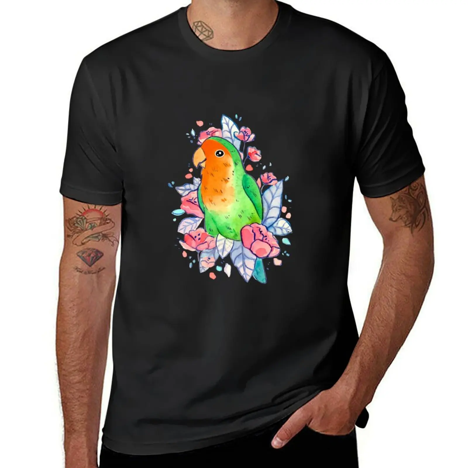 

Flowery Lovebird T-Shirt Funny t-shirts T-shirts oversize street wear summer tops Men's t shirts