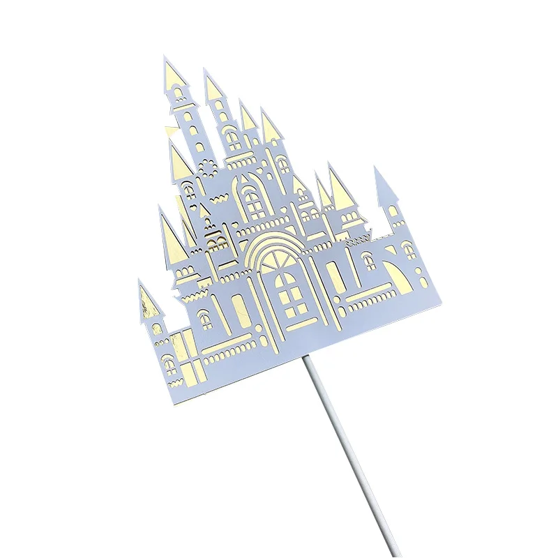 10 Pieces Castle Cake Decoration Three-dimensional Cartoon Fairy Tale Prince Princess Romantic Decoration Card Insertion