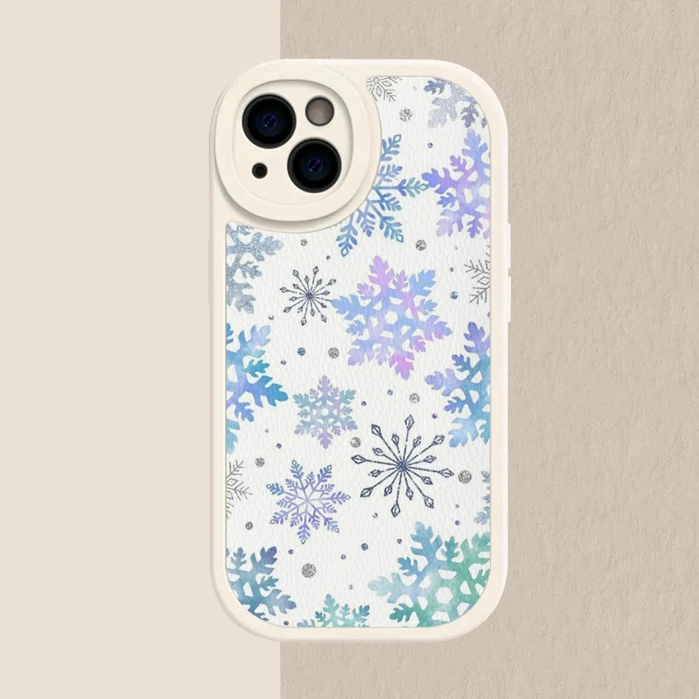 Snow Christmas Phone Case Hard Leather For iPhone 15 14 13 12 Mini 11 14 Pro Max Xs X Xr Plus Fundas