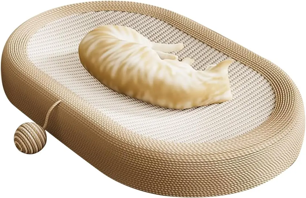 

3-in-1 Sisal Cat Scratcher Lounge with Play Ball – Durable Scratching Bed for Cats/Kittens/Puppies, Furniture Protector
