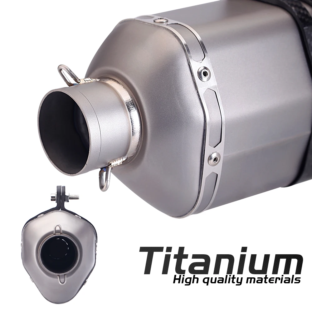 51mm universal motorcycle exhaust muffler for zx6r cbr500r R6 z900 R3 moto bike exhaust Titanium Alloy carbon