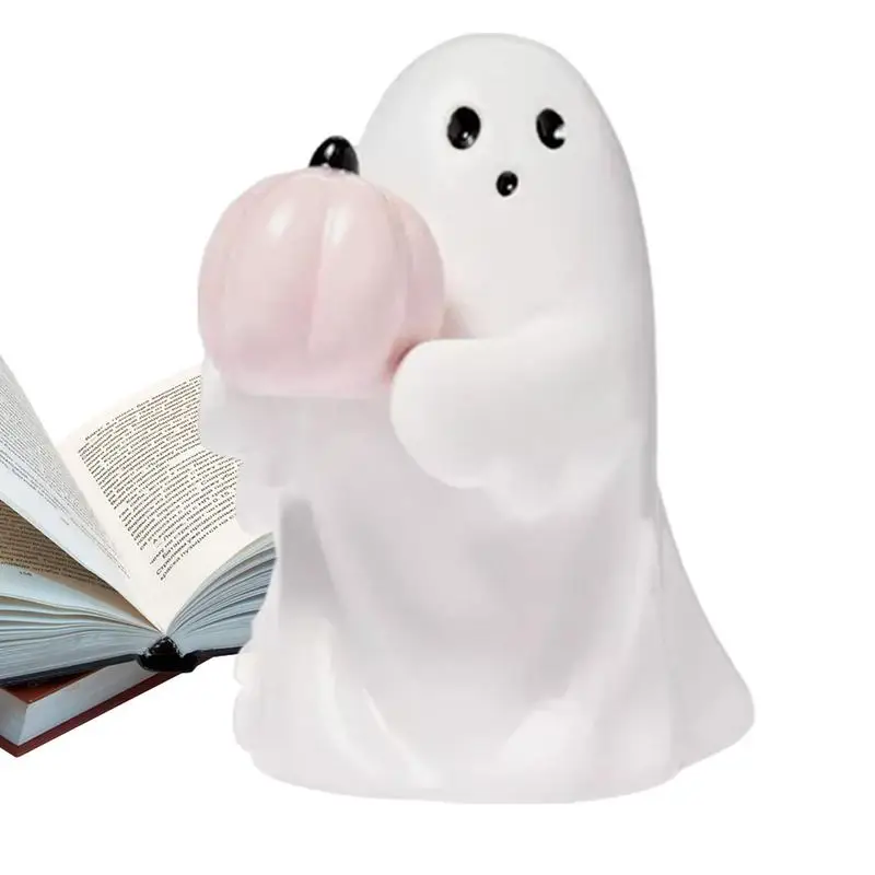 Halloween Dog Statue Ghost Holding Item Resin Figurine Table Centerpieces Whimsical Resin Ornaments For Bedroom Living Room