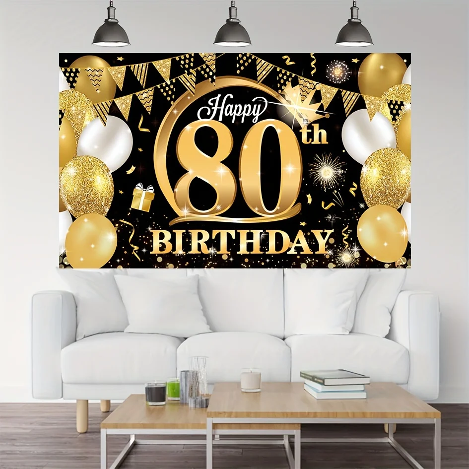 80th birthday party decoration banner Happy Birthday background 80th birthday photo booth prop 80th birthday yard sign