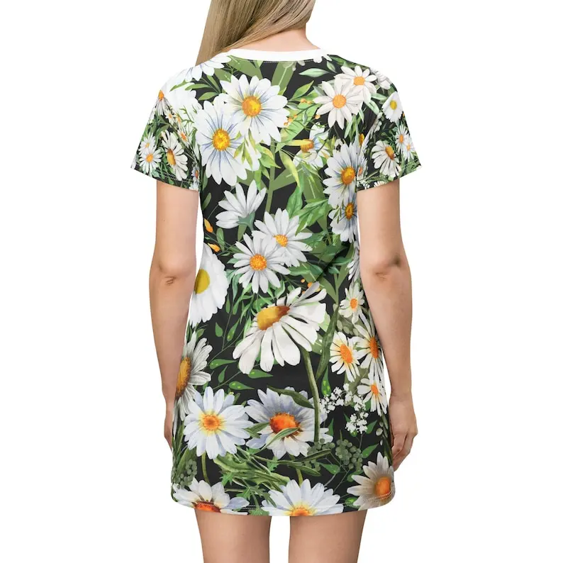 فستان تي شيرت مطبوع عليه زهور فستان صيفي بوهو ملابس يومية غير رسمية هدية لها فساتين مريحة ملابس نسائية صيفية