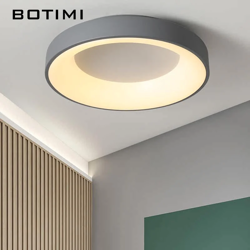 BOTIMI 30CM Round Metal Ceiling Lights For Corridor Modern Surface Mounted Bedroom Lighting Gray/Black/White/Golden Ceiling Lamp