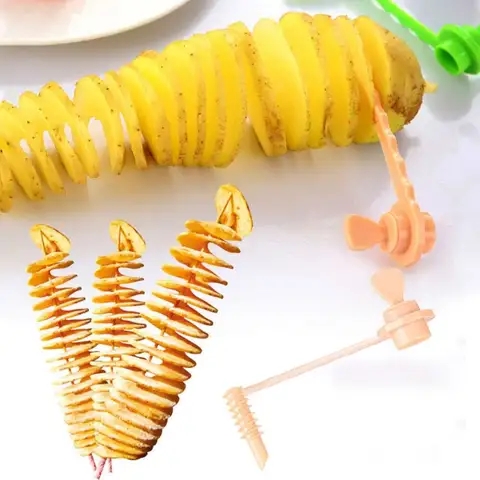 수동 나선형 나사 슬라이서 야채 도구, 노동 절약 회오리 감자 나선형 커터, 플라스틱 감자 나선형 슬라이스 커터 샐러드 Best5