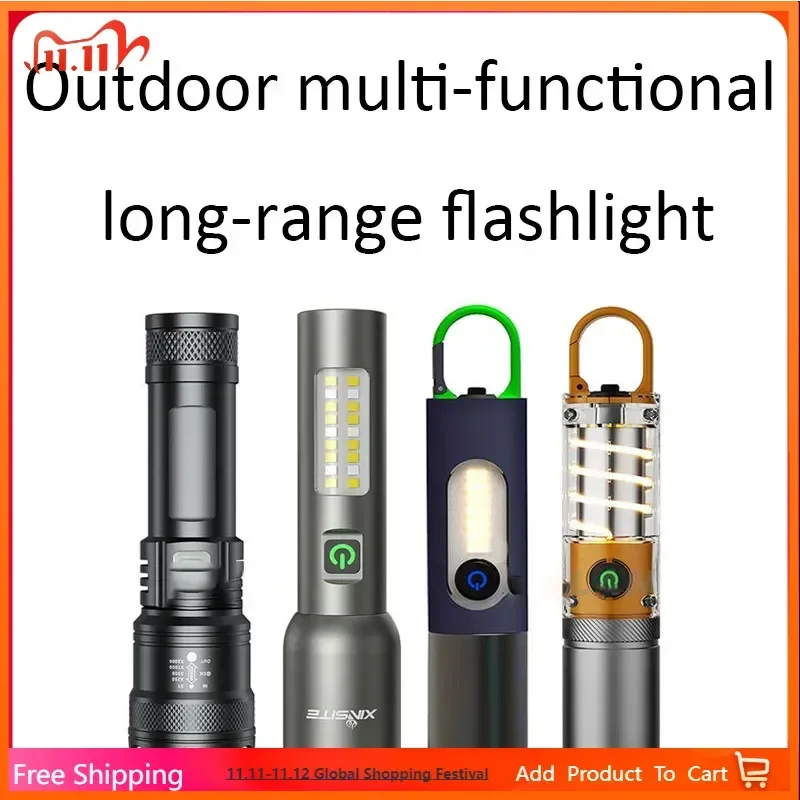 

Cross-Border New Strong Light Flashlight Outdoor Multi-Functional Long-Range Lighting Flashlight White Laser Working Side Light