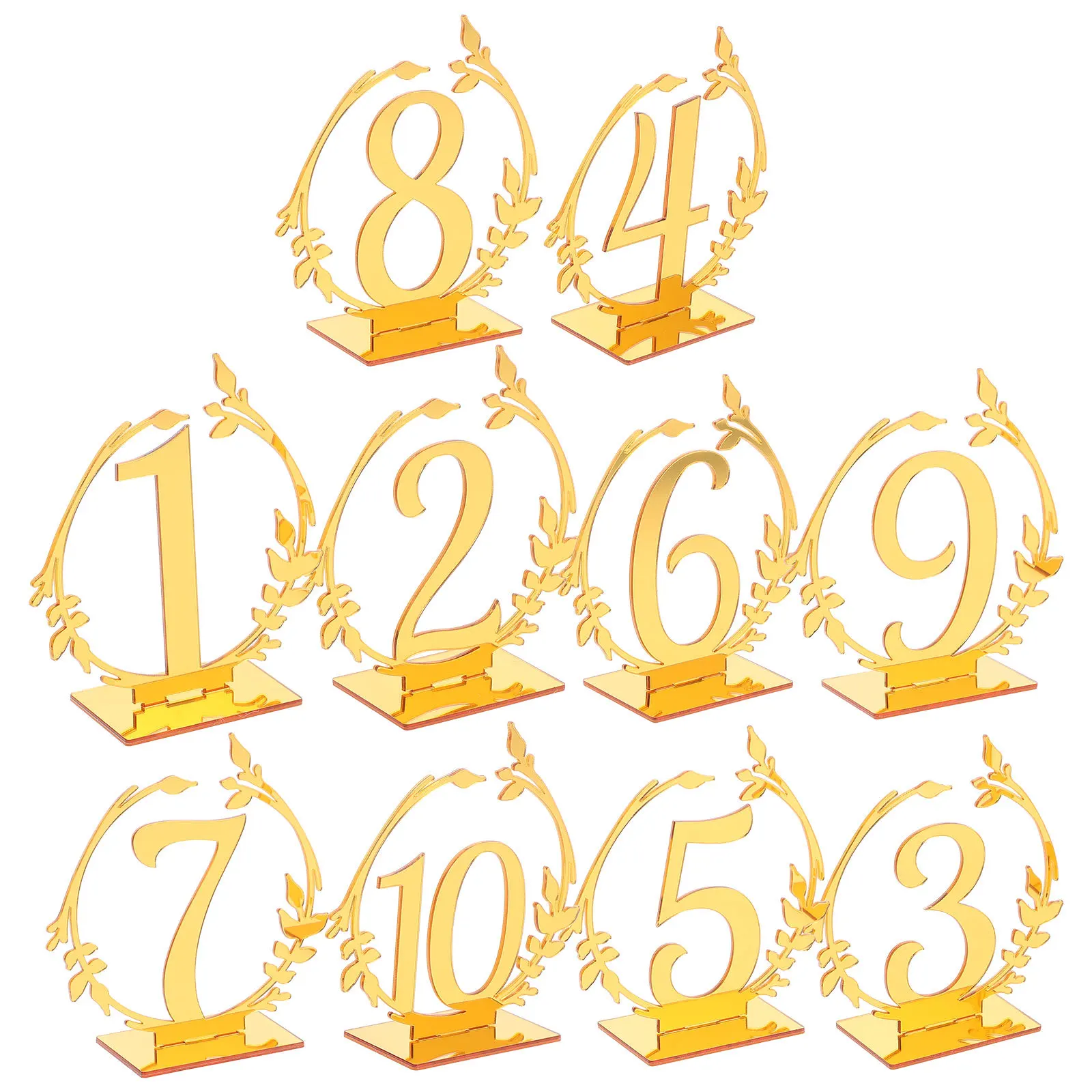 

10Pcs Wedding Table Numbers Acrylic Number Signs Unique Round Design Cards for Party Banquets Restaurant Table Number Decor