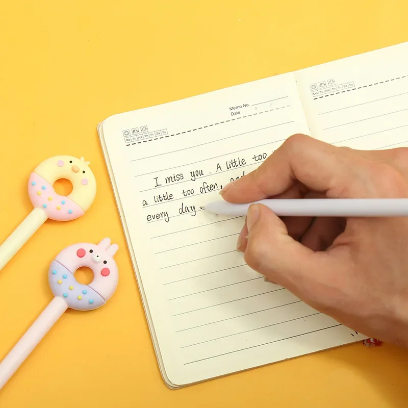 36PCS  Korean cartoon cute pet animal silicone Rollerball pen cute chicken doughnut quick drying pen