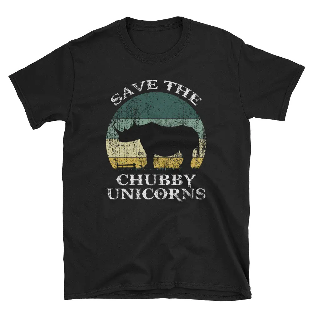 Save The Chubby Unicorns Retro Vintage T Shirt Support Rhino Rhinoceros